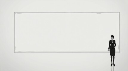 Businesswoman Silhouette with Whiteboard/ホワイトボードと女性ビジネスマンのシルエット11