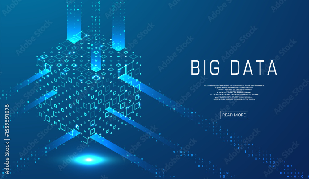 Poster abstract big data visualization. big data code representation. futuristic network or business analyt
