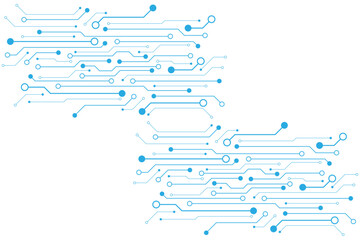 Vectors White and blue abstract geometric dots and lines connection circuit concept.