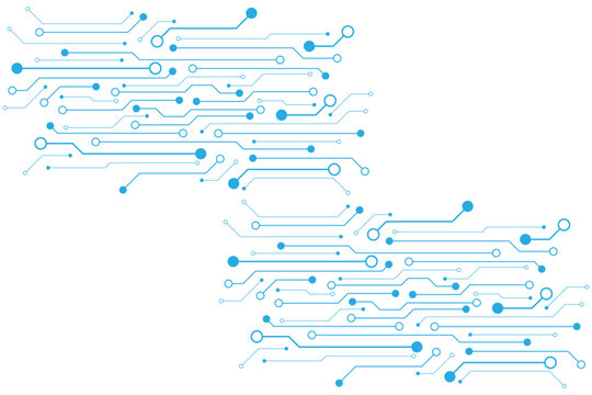 Vectors White and blue abstract geometric dots and lines connection circuit concept.