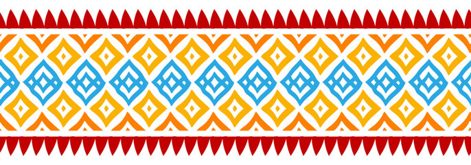 Ethnic border with geometric tribal pattern.