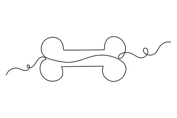 Dog bone continuous one line drawing minimalist style isolated outline vector illustration
