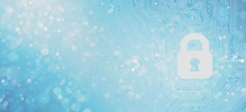 Cush and padlock icon on a digital technology background, a vector banner design with a copy space area for security, data protection, or cyber security concepts Generative AI