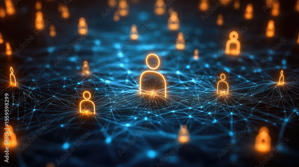 Aufkleber digital connection: a futuristic digital representation of interconnected people, highlighting the p
