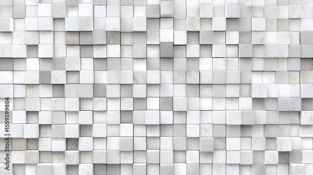Poster white mosaic tile texture with soft shadow separation
