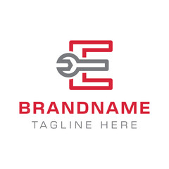 Letter E Wrench Logo, ideal for automotive, repair, or engineering industries