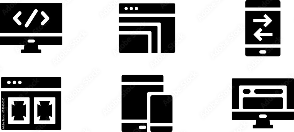 Poster modern rounded filled responsive design icon set