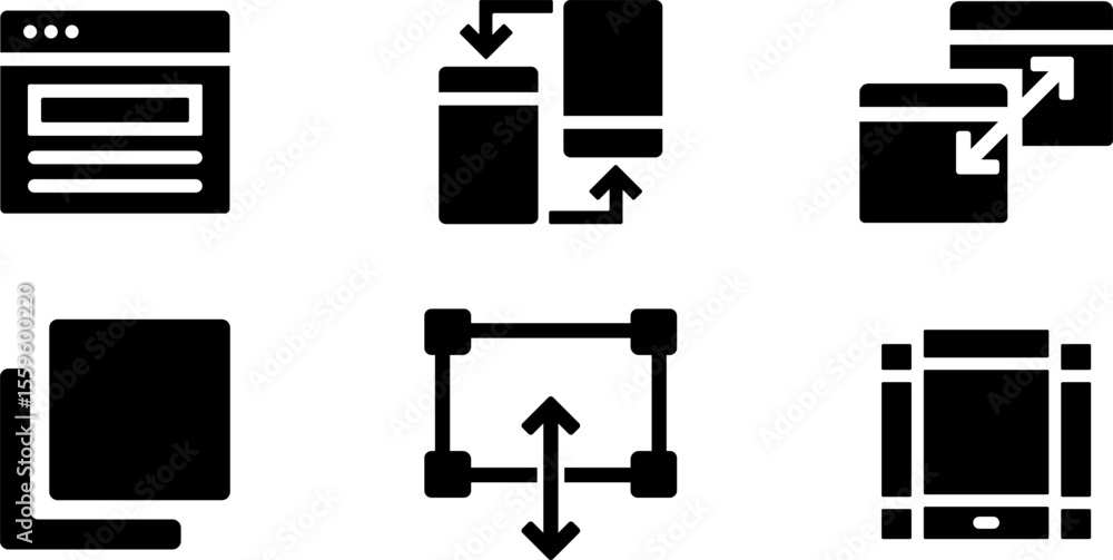Poster modern rounded filled responsive design icon set
