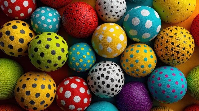 Colorful polka dot spheres close together isolated-3d-backgroung-image