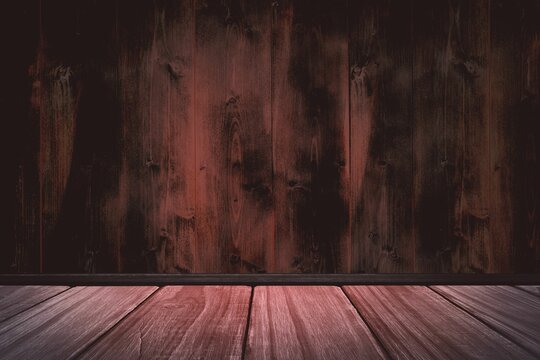 Fototapeta Hardwood floor against wooden wall