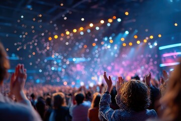Crowd cheering at a concert
