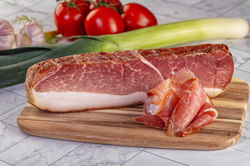 Dry parma pork meat piece