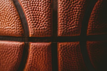 Basketball surface showing pebble-grain leather and black seams in flat design, dark background