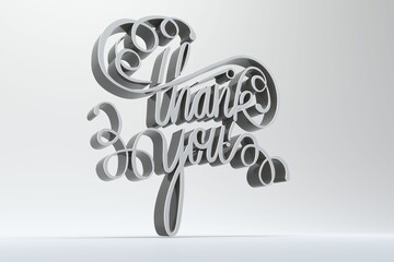 Three dimensional text against gray background