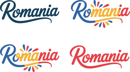 Romania smooth handwritten typography vector with spark elements for independence day or travel purposes  