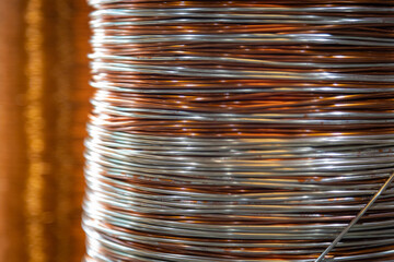 Close-up shot of stacked metallic wire coils showcasing their intricate patterns