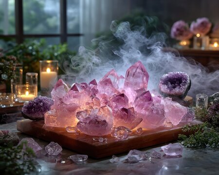 Crystals illuminated by candlelight - Powered by Adobe