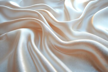 Fototapeta premium White Satin Fabric Mockup with Flowing Folds and Sheen