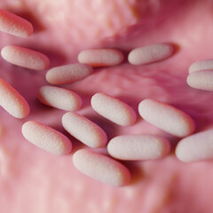 Rod-Shaped Bacteria (Bacilli) on Tissue Surface - 3D Render