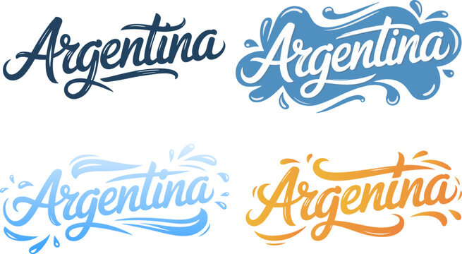 Argentina national lettering in iconic blue gold color style for argentina day sticker or football event print