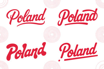 Poland minimalist red color brush font vector with dot background for polish national celebration or label