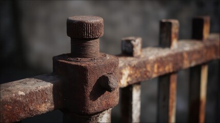 Close-up of a rusty metal fastener.