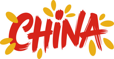 China splash style uppercase block font in red with paint drops vector for heritage badge or travel theme   © kdpprosolutions2015