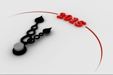 Illustration of 2015 on clock