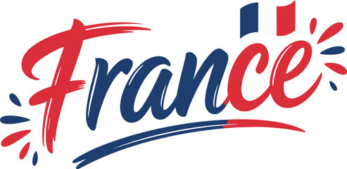 France french flag inspired thin sharp calligraphy vector for travel postcard or cultural badge design  