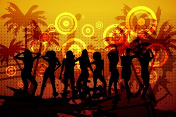 Digitally generated colourful nightclub background