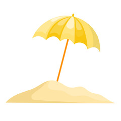 Island with Beach Umbrella Summer Season Illustration