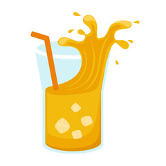 Tropical Drinks Illustration. Fresh Orange Juice in Summer Season illustration