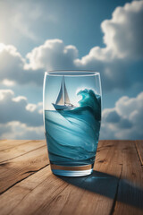 a ship inside a glass