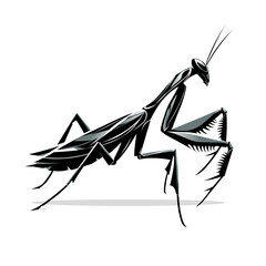 Vector illustration of a black silhouette mantis