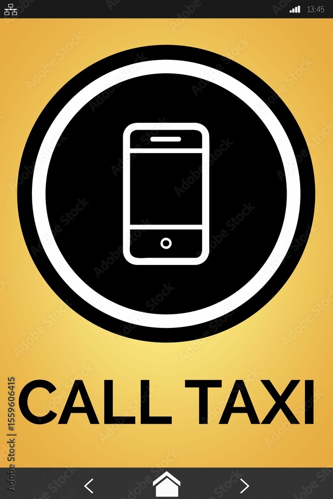Poster vector image of call taxi text with mobile icon