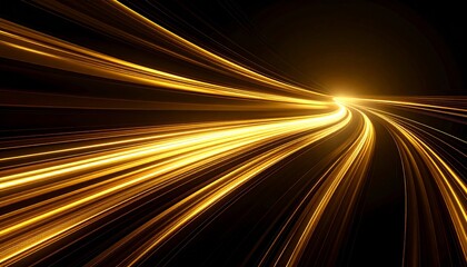 gold lights of fast cars on a dark city highway create an abstract motion blu