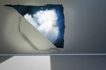 Photo sur Plexiglas Rip on wall showing cloud graphic