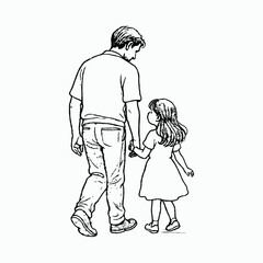 Father and daughter walking hand in hand holding hands