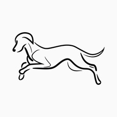 Graceful running dog line art animal black and white