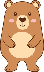 Cute cartoon bear character, standing, with a happy expression.
