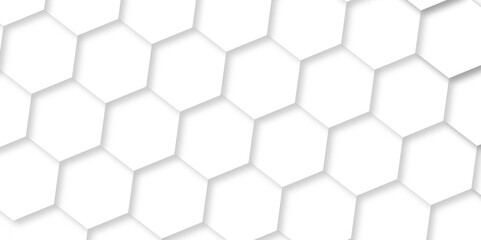 Abstract white hexagon concept background. Seamless bright white abstract honeycomb. Technology for design element vector abstract background.	