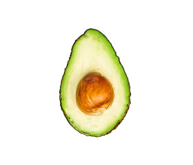 Halved avocado isolated on white
