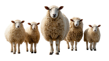 Fototapeta premium Sheep in Harmony: A flock of fluffy sheep stands together, their serene expressions conveying a sense of unity and tranquility in this captivating image.
