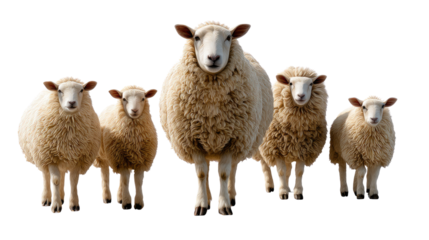 Sheep in Harmony: A flock of fluffy sheep stands together, their serene expressions conveying a sense of unity and tranquility in this captivating image.