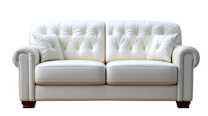 Luxurious Sofa in a Modern Setting: A pristine white, tufted leather sofa, embodying timeless elegance and comfort.