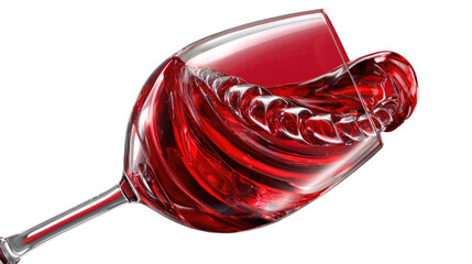 Elegant Red Wine Swirl: A captivating swirl of rich red wine gracefully captured within a crystal glass, demonstrating fluidity and exquisite design.