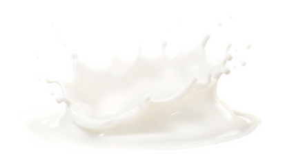 milk splash or round swirl. It represents a natural dairy product, such as yogurt or cream, with a crown splash and flying drops, designed for packaging on a white background.