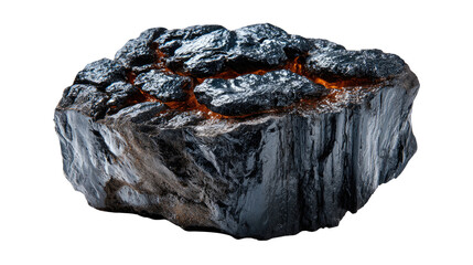 Glowing Anthracite Coal Specimen: An evocative and textured macro shot presents a striking piece of glistening anthracite coal, revealing intricate facets illuminated with a warm, inner light.