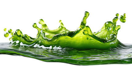 Emerald Splash: A vivid splash of vibrant green liquid rises from the surface, displaying dynamic movement and the energetic essence of refreshment. 