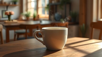 Fototapeta premium cup of coffee on wooden table